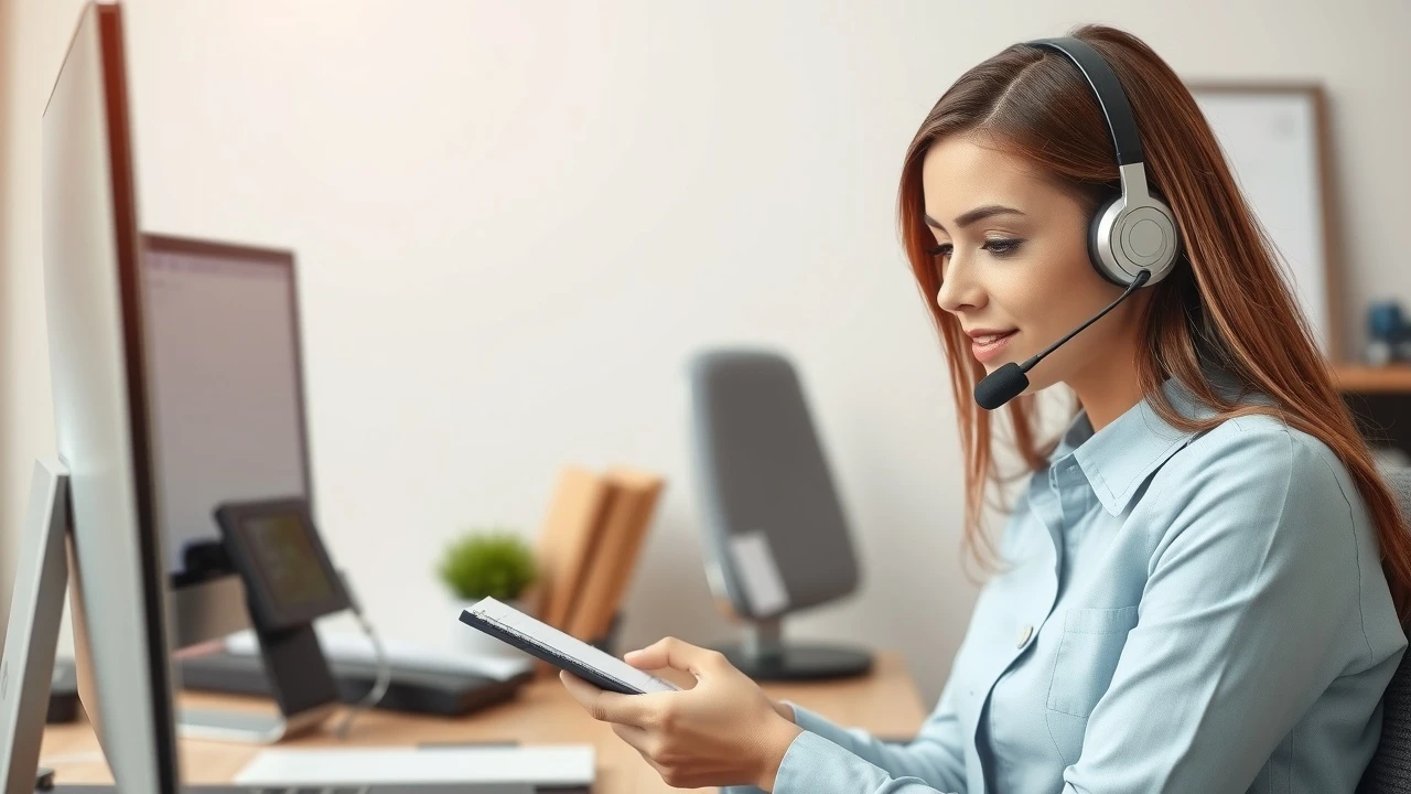 un agent du service client prenant des notes au telephone