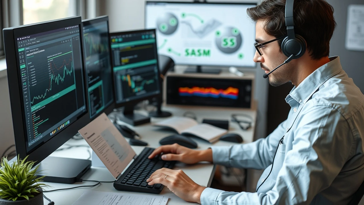 agent de support client utilisant un ordinateur