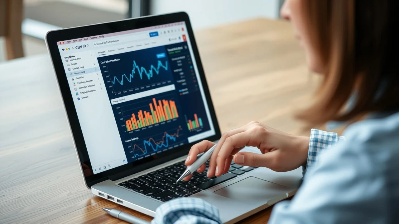 person analysant des graphiques de performance sur ordinateur