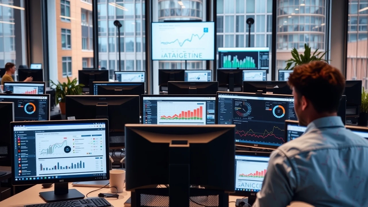 bureau moderne avec outils d'intelligence artificielle