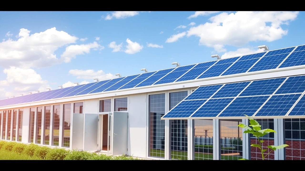 centre de données moderne avec panneaux solaires