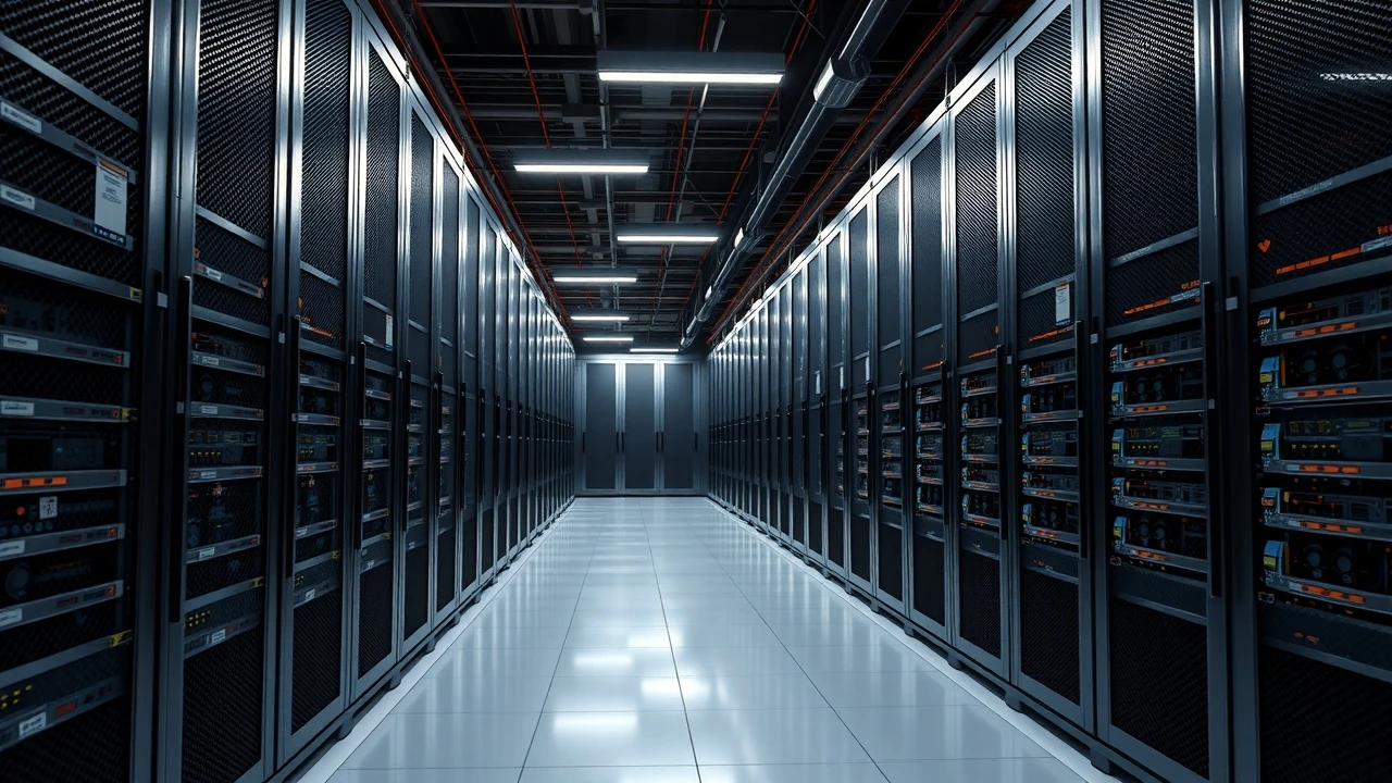 centre de données moderne avec racks de serveurs