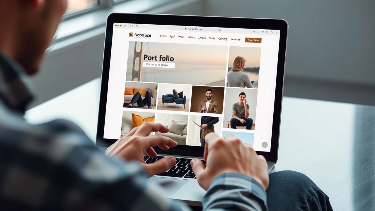 person utilisant un ordinateur pour consulter un portfolio