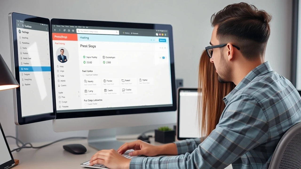 un débutant gérant un site prestashop sur ordinateur