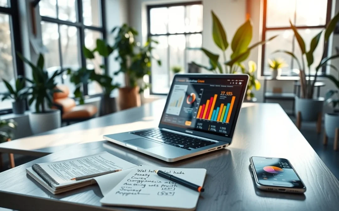 Une illustration d'un espace de travail e-commerce moderne et efficace.