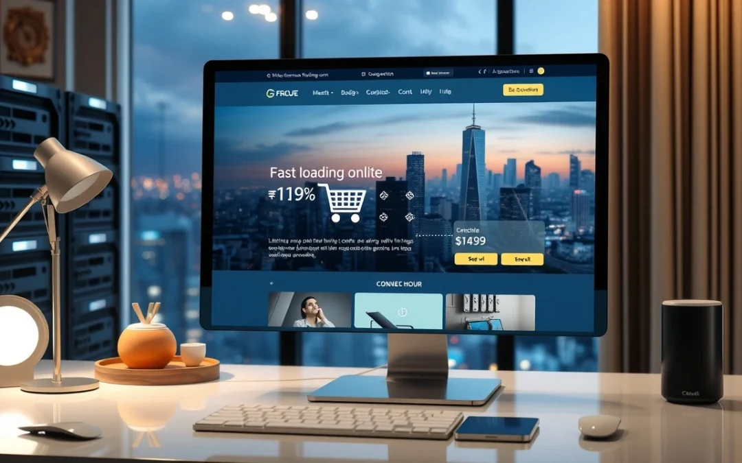Une image illustrant un site de commerce électronique moderne avec des éléments technologiques.
