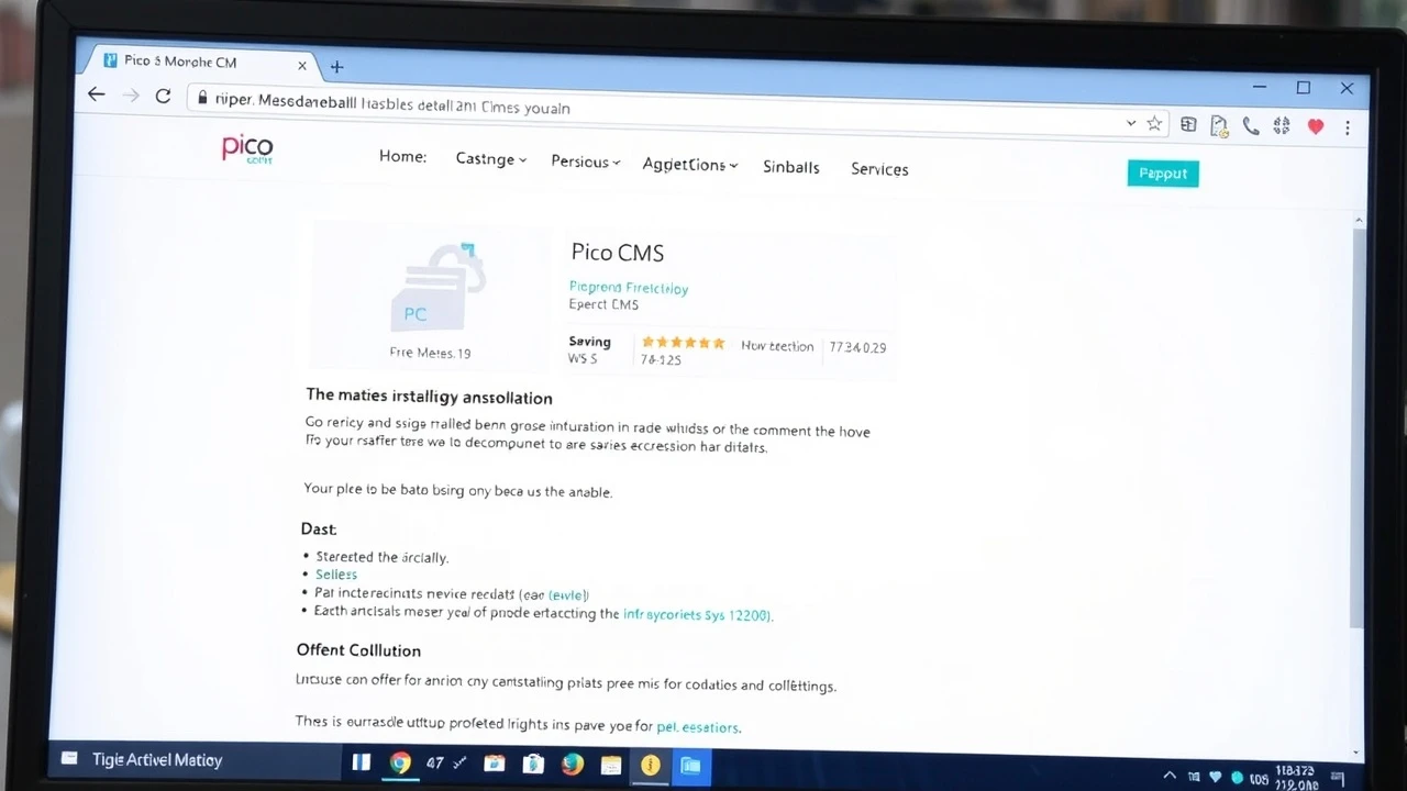 écran d'ordinateur montrant l'installation de Pico CMS