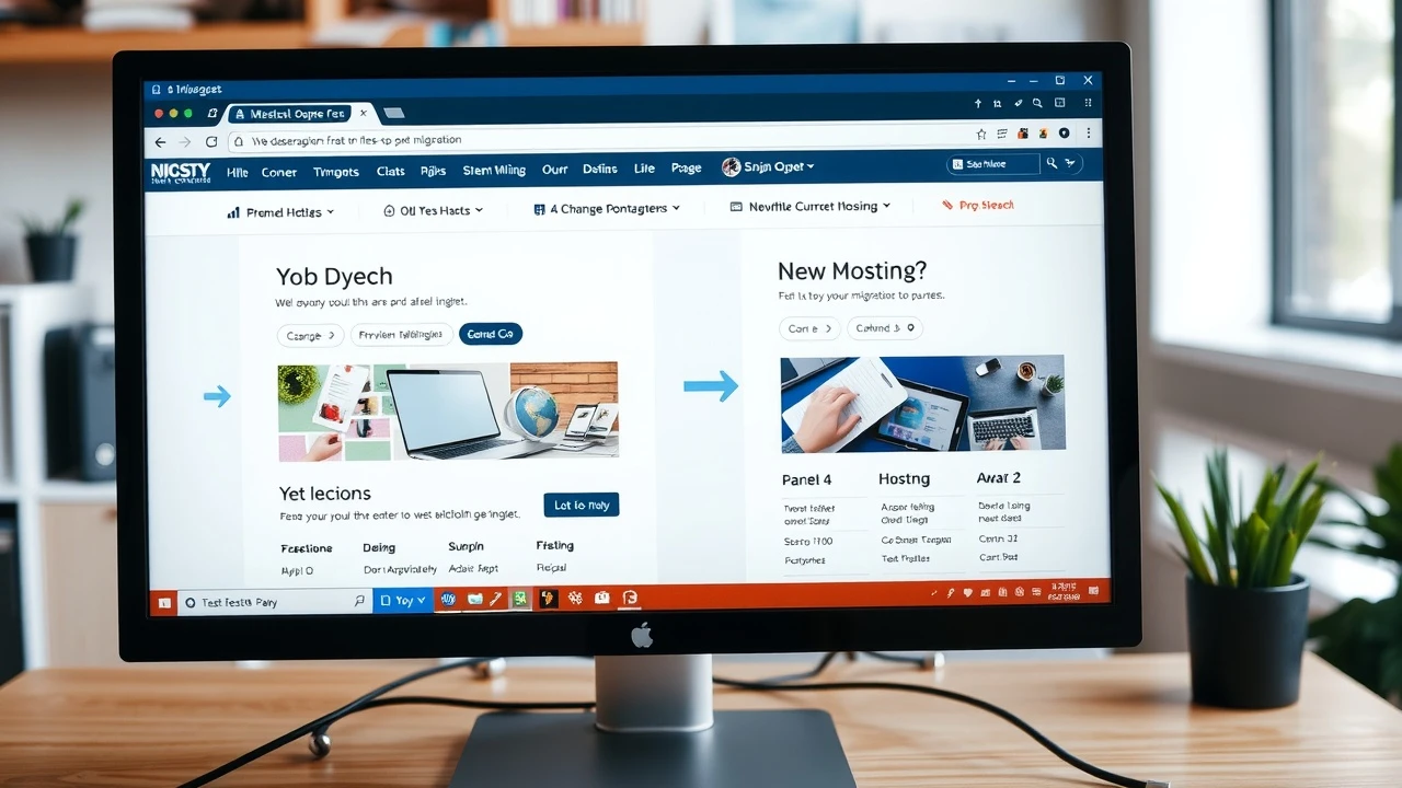 ordinateur montrant un processus de migration de site web