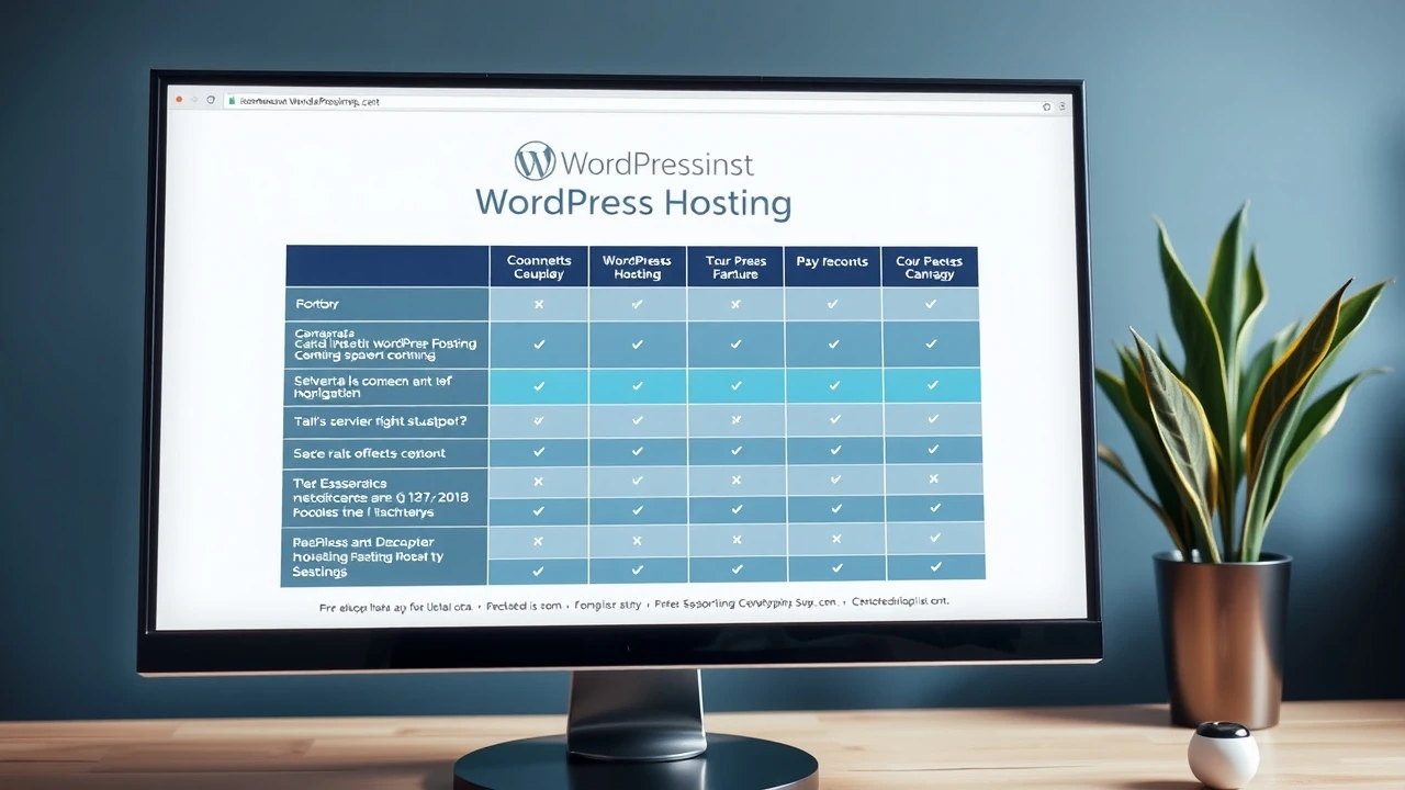 ordinateur affichant un comparatif dhebergements WordPress