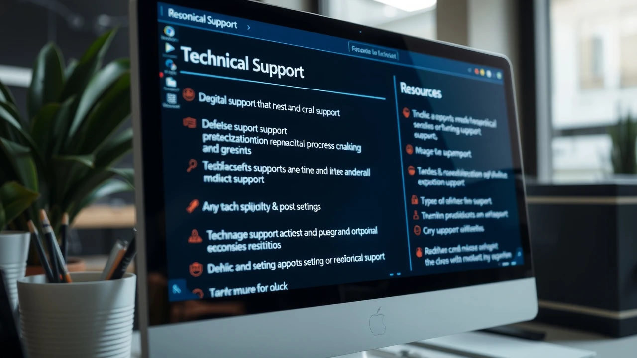 écran d'ordinateur avec ressources de support technique