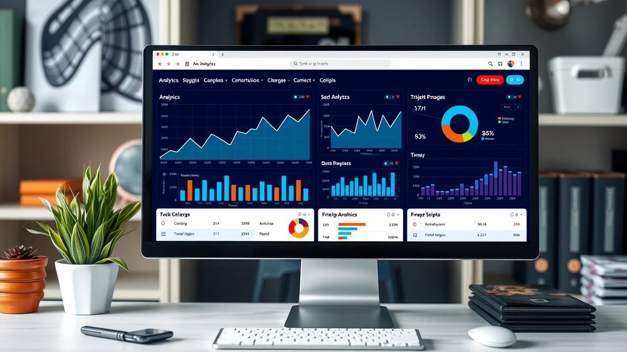 ordinateur affichant des outils d'analyse SEO