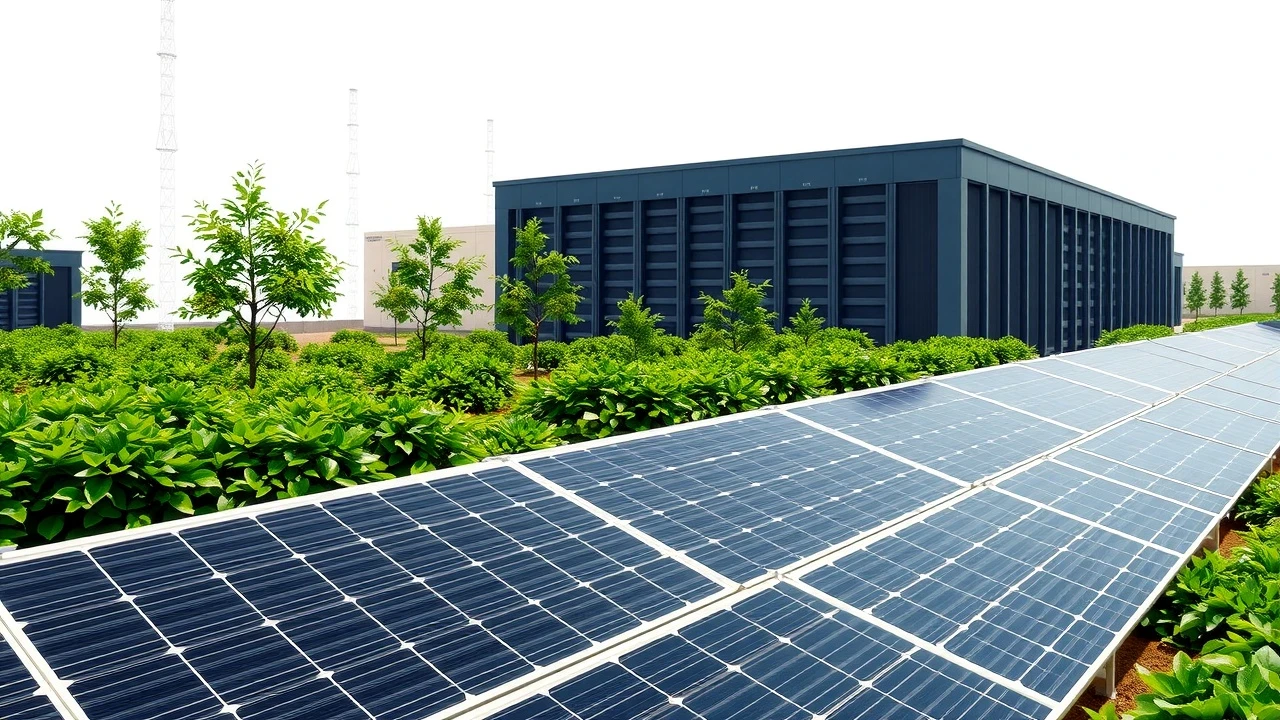 installation de panneaux solaires près d'un centre de données