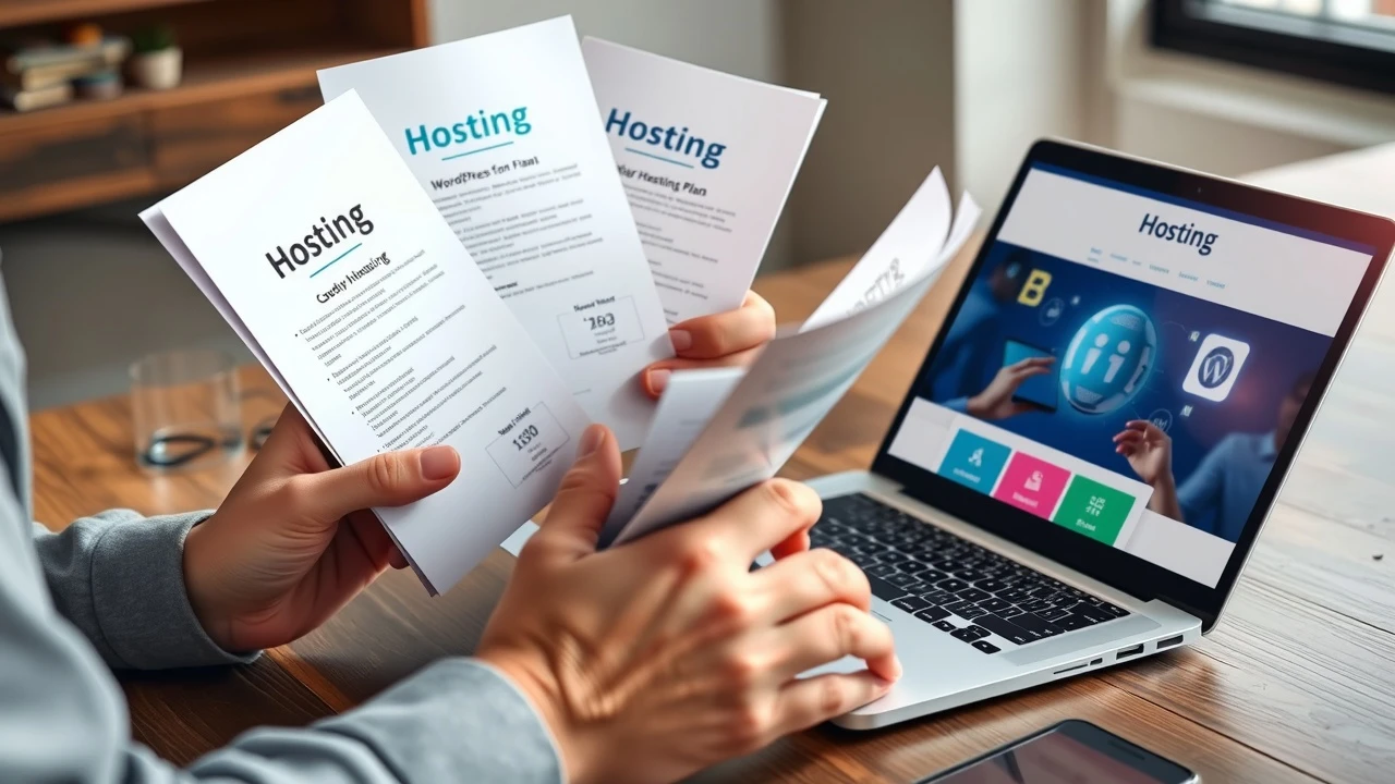 une personne examine des brochures dhebergement WordPress