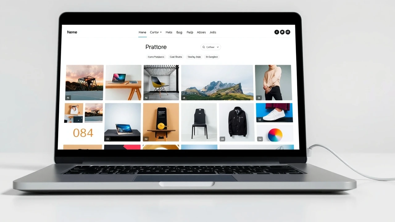 un portfolio créatif sur un écran d'ordinateur portable moderne