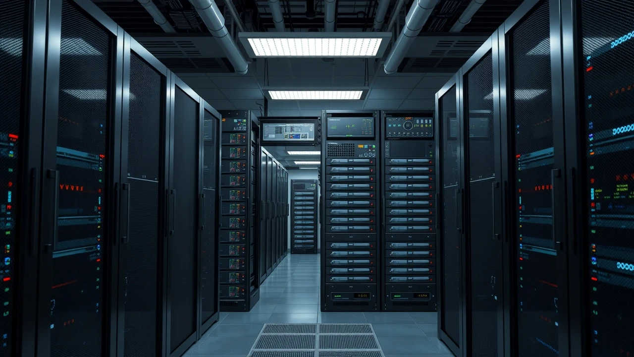 Racks de serveurs d'hébergement web dans un datacenter