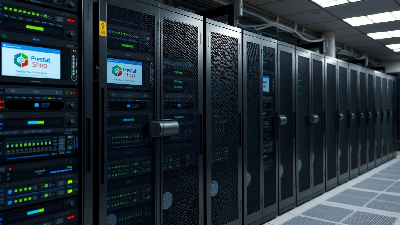 salle de serveur avec des racks mis à jour