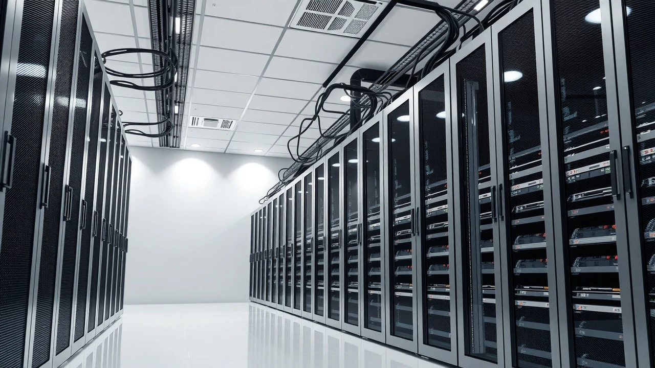 salle de serveurs moderne avec racks flexibles