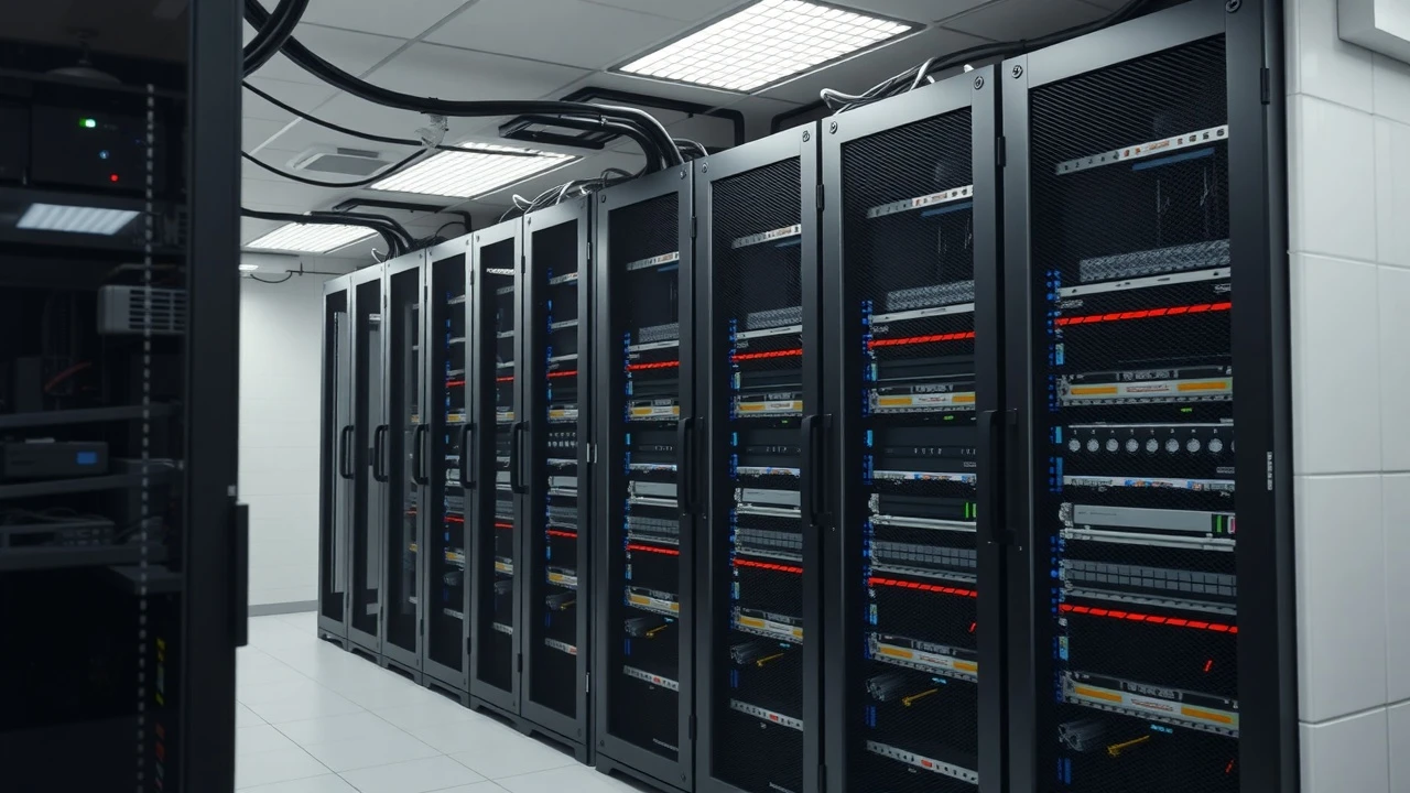 Salle de serveurs modernes avec plusieurs racks