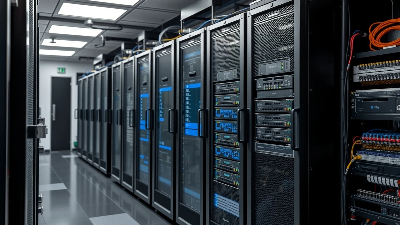 salle de serveurs avec équipements informatiques