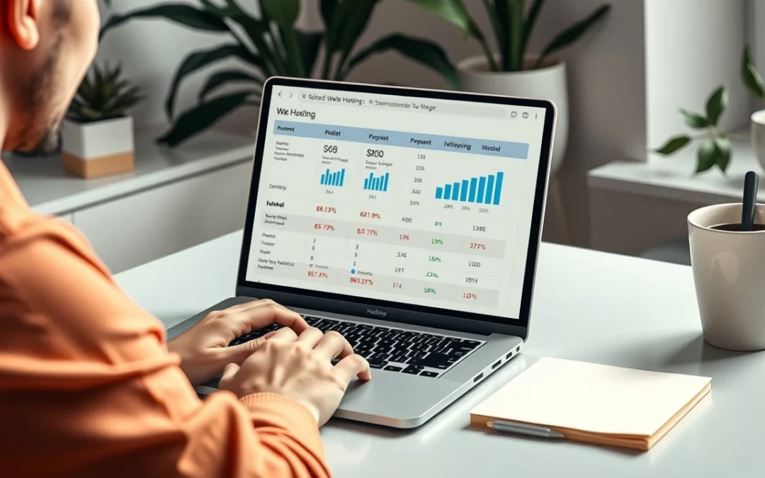 Une personne examine des options d'hébergement web en fonction de son budget.