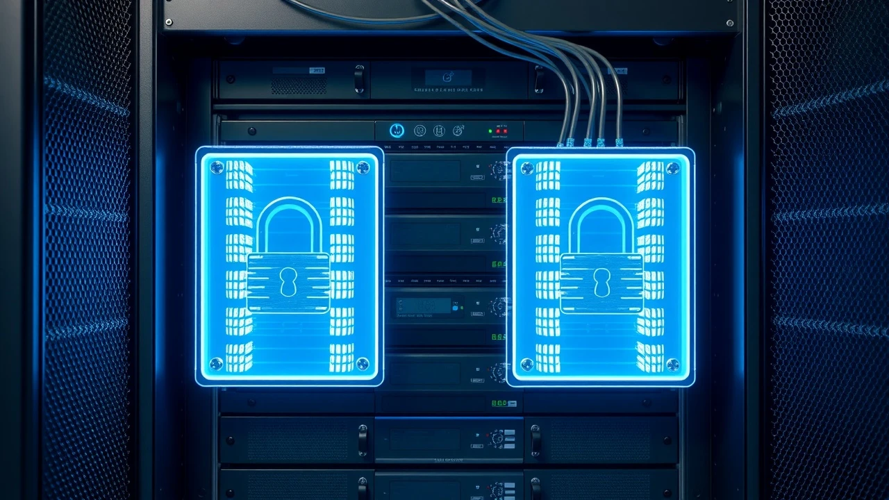 serveurs informatiques avec mesures de sécurité visibles