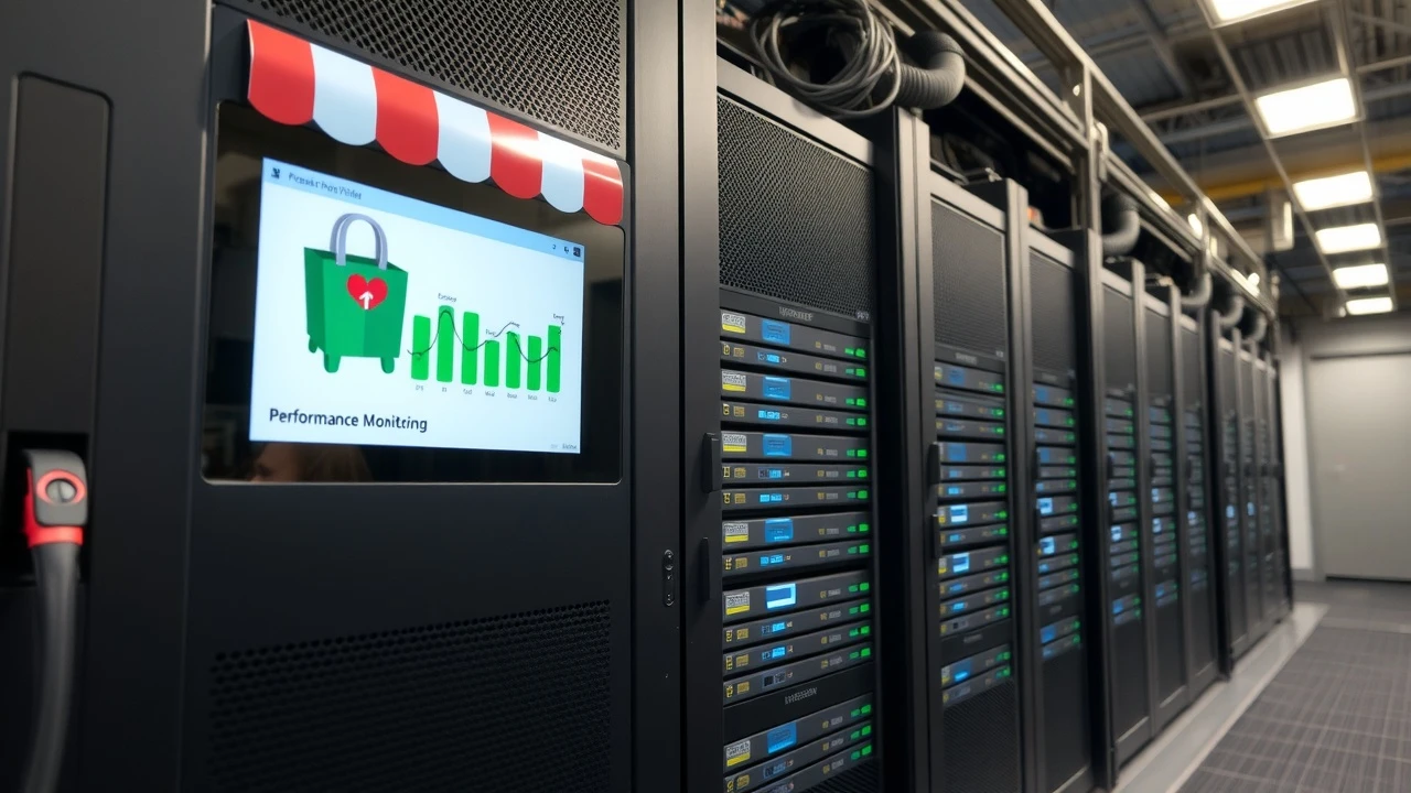 serveur PrestaShop avec équipements de surveillance de performance