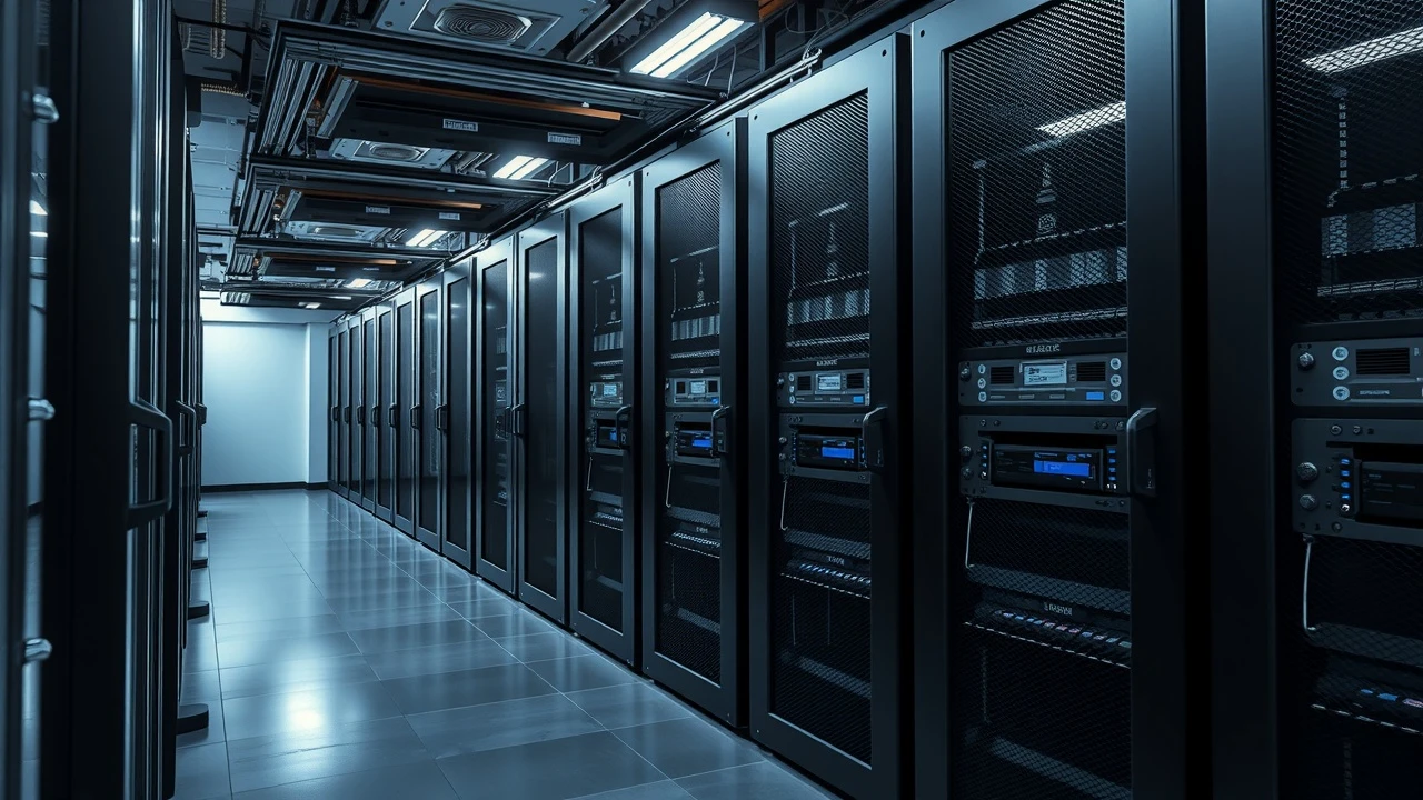 salle de serveurs avec technologies d'hébergement moderne