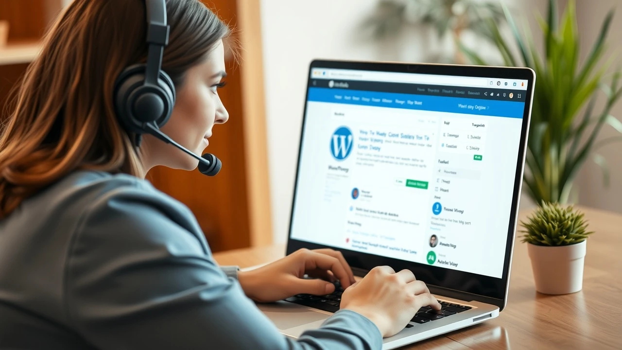 agent de support client avec ordinateur portable