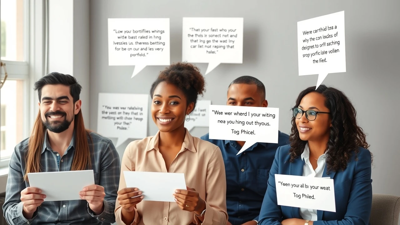 groupe de personnes partageant leurs expériences sur leur portfolio