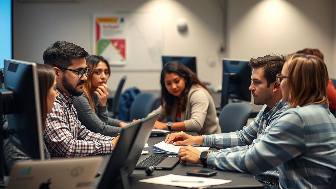 groupe d'apprenants en formation de cybersécurité