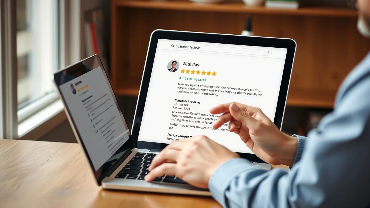 une personne lisant des avis clients sur un ordinateur