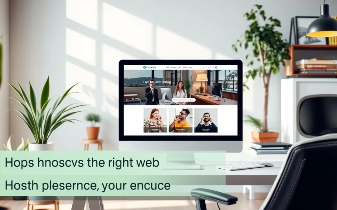 Bureau moderne avec un ordinateur affichant un site vitrine