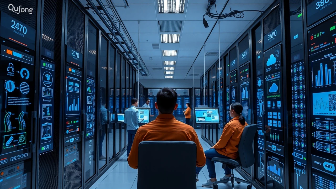 centre de données moderne avec serveurs cloud