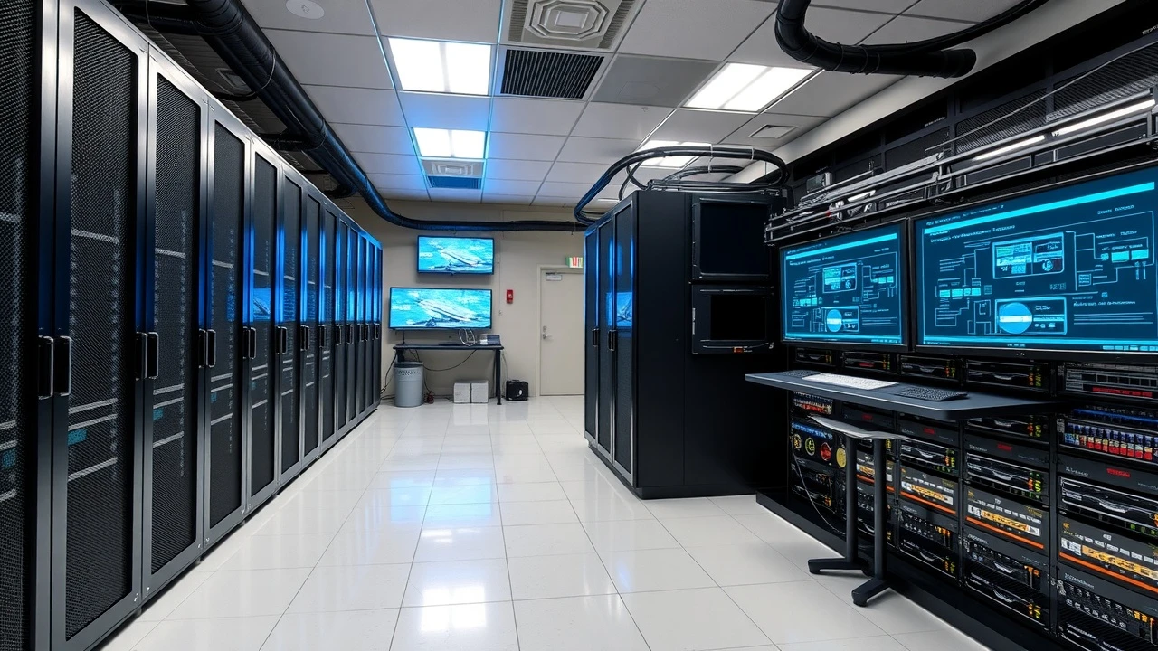 centre de données avec serveurs sécurisés