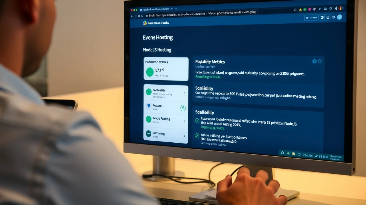 person utilisant un ordinateur pour choisir un hébergeur Node JS
