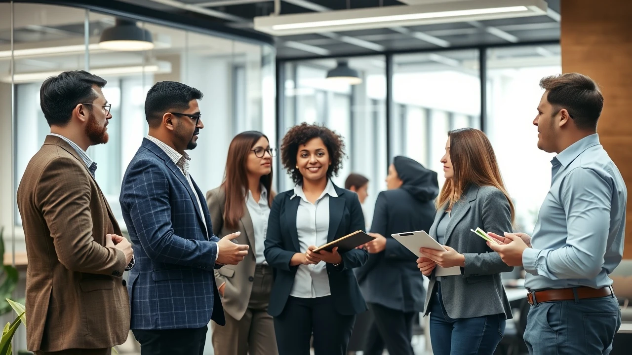 clients discutent ensemble dans un bureau moderne