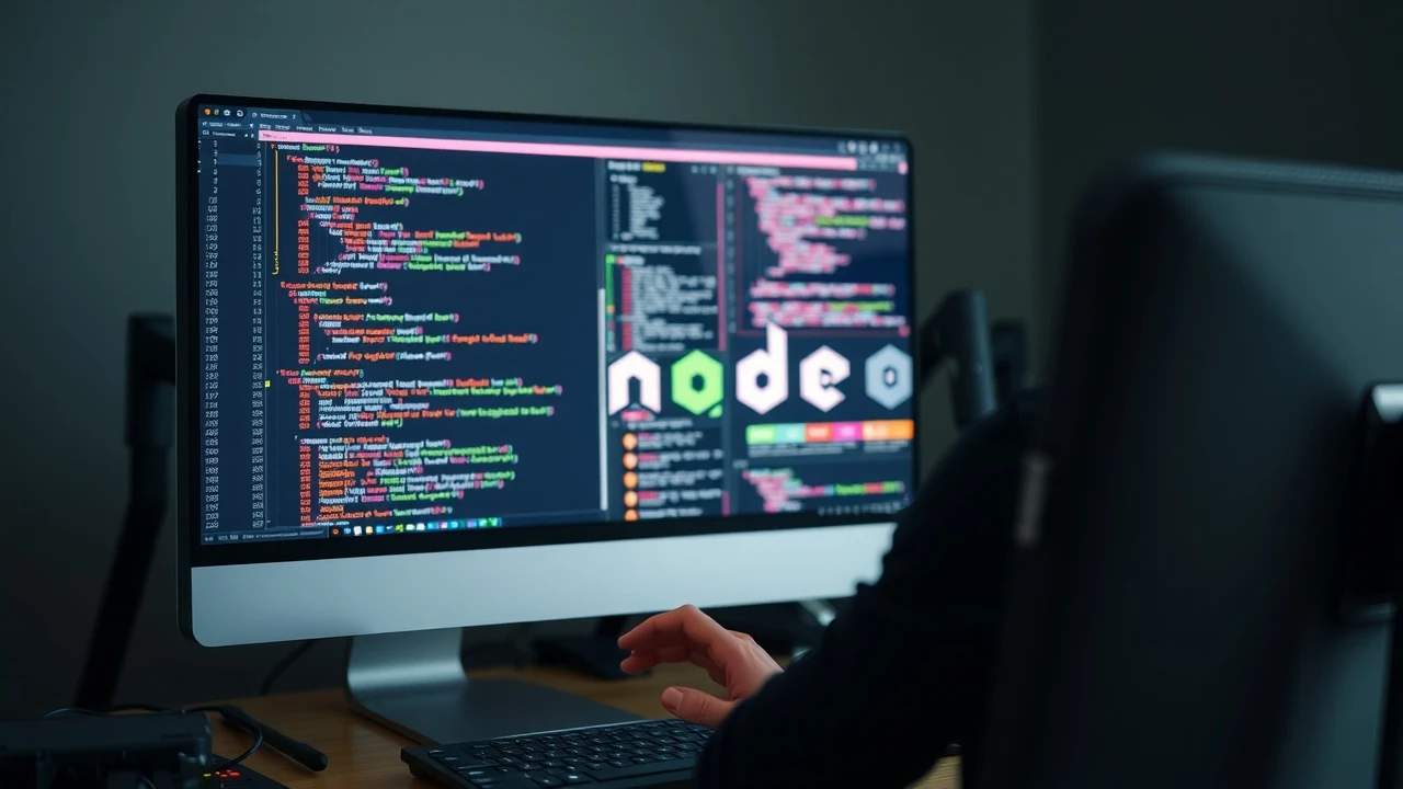 développeur travaillant sur une application Node.js