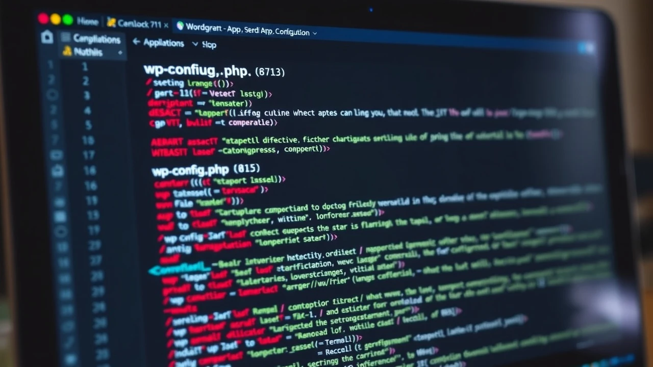 l'ordinateur affichant le fichier wp-config.php ouvert