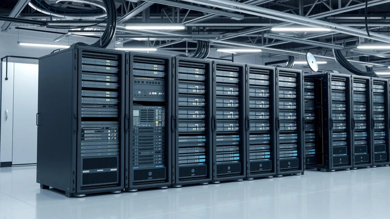 infrastructure d'hébergement avec serveurs et équipements réseau