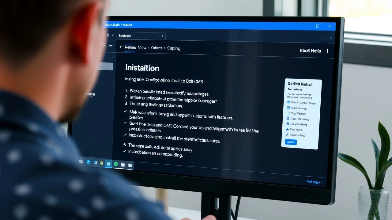person installant Bolt CMS sur un ordinateur
