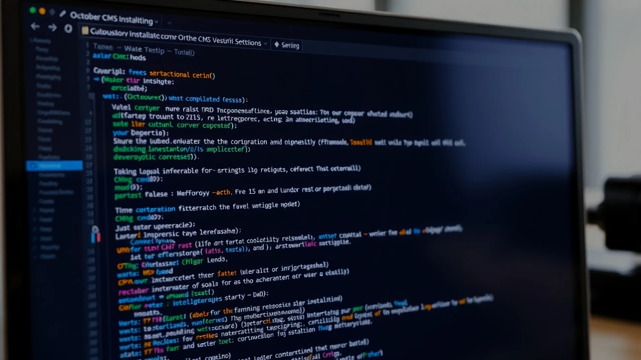 proces d'installation de October CMS sur un ecran d'ordinateur