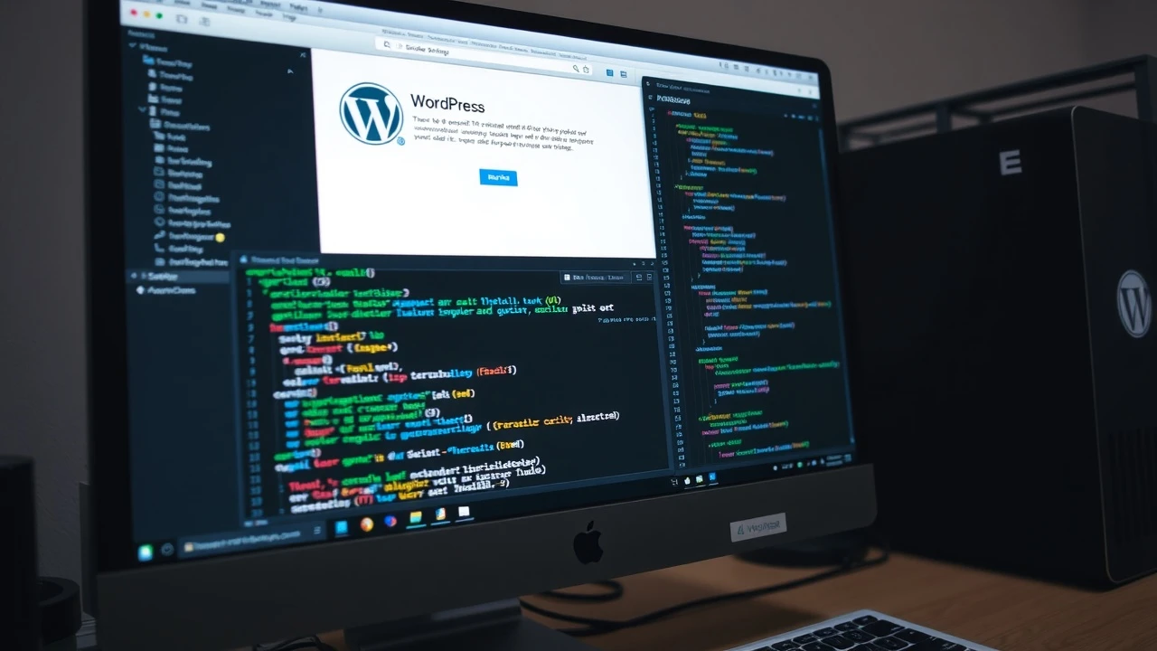 installation de WordPress sur un écran d'ordinateur