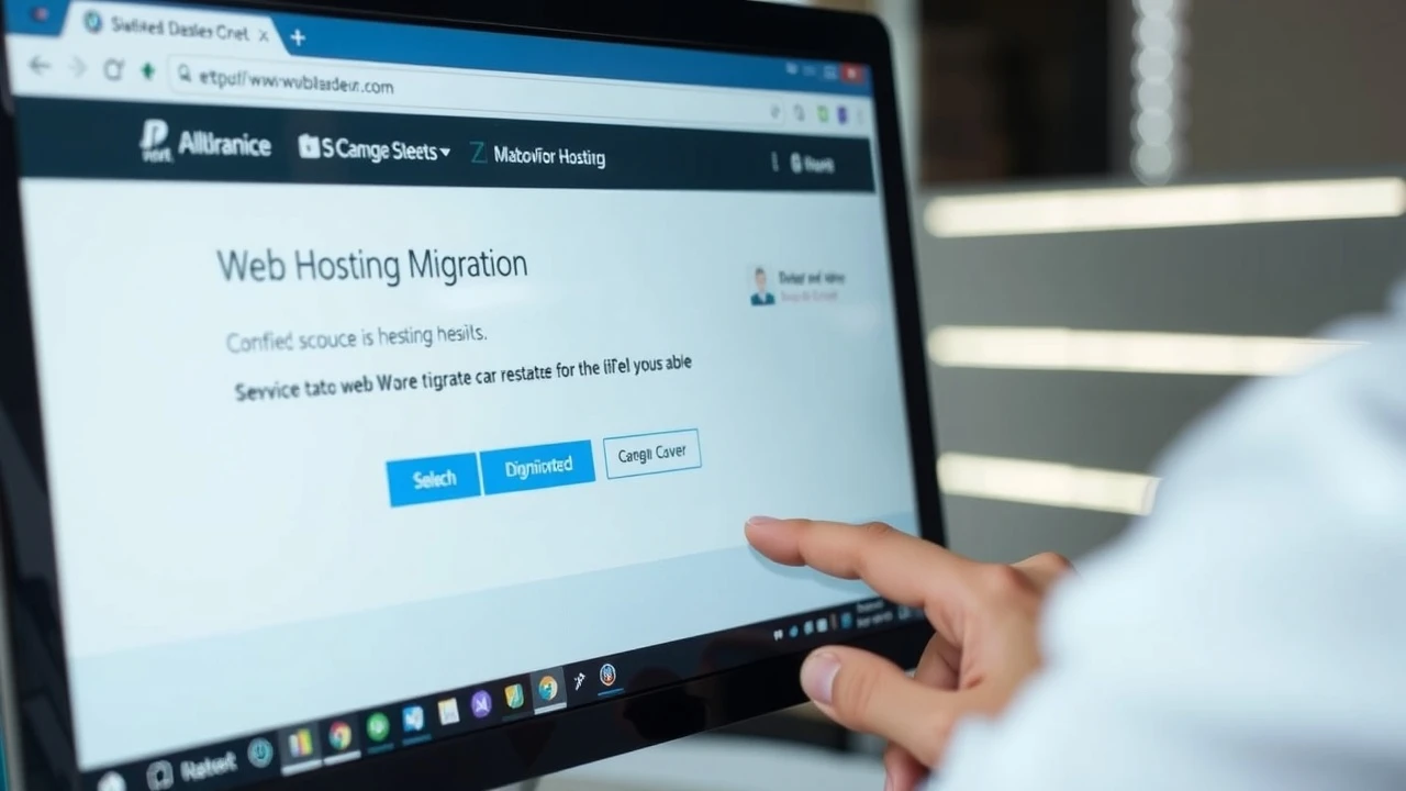 interface de migration d'hébergement web sur un écran d'ordinateur