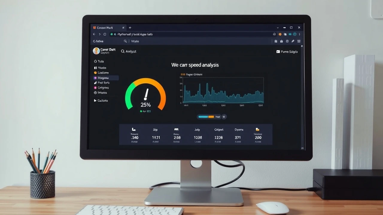 ordinateur affichant une analyse de vitesse de chargement