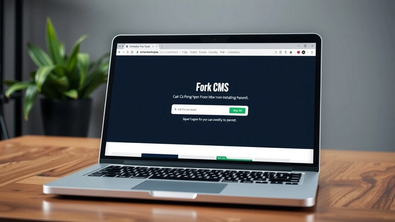 ordinateur portable montrant l'installation de Fork CMS