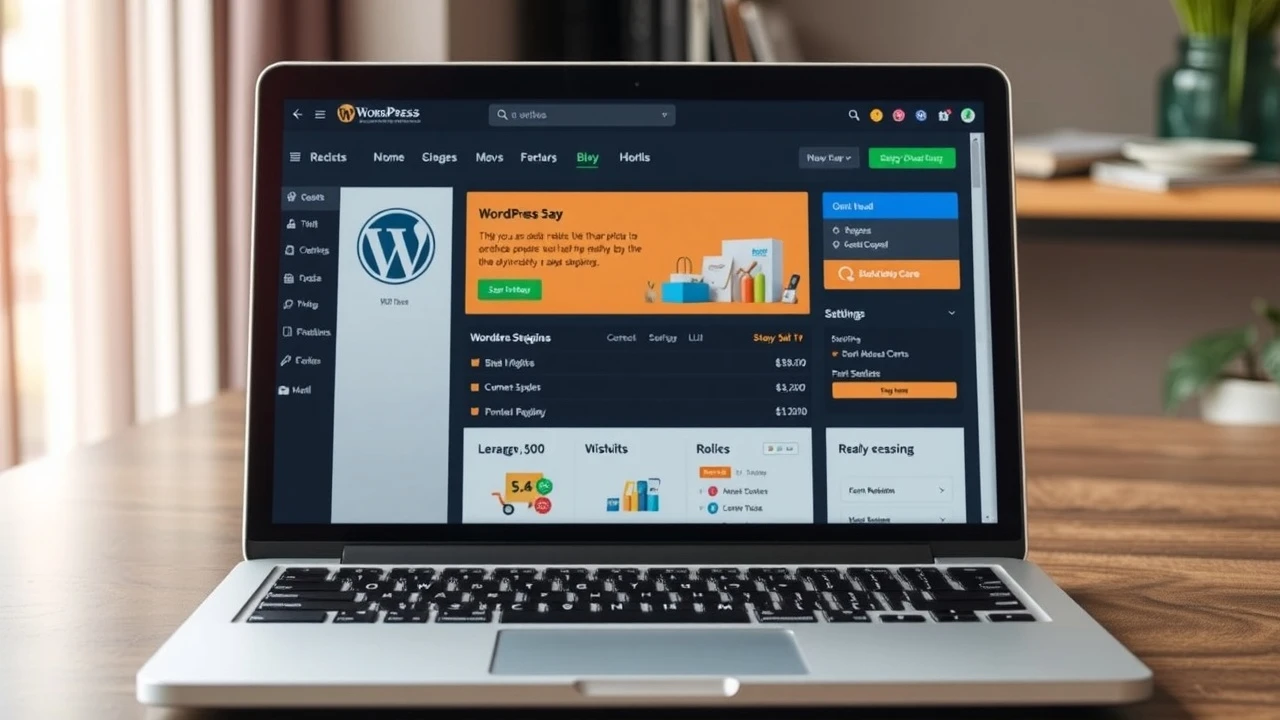 laptop avec tableau de bord e-commerce WordPress