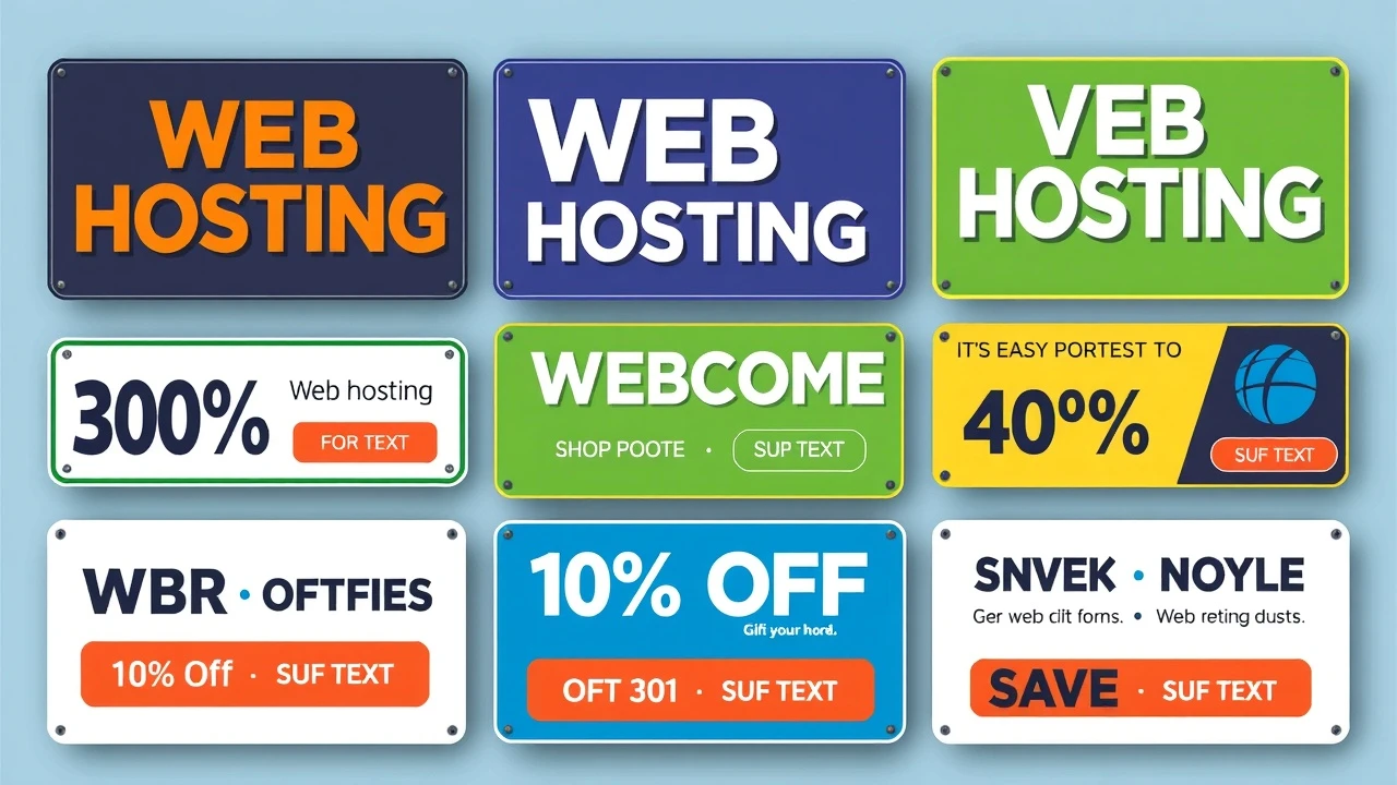 différents panneaux promotionnels dhebergement web avec remises