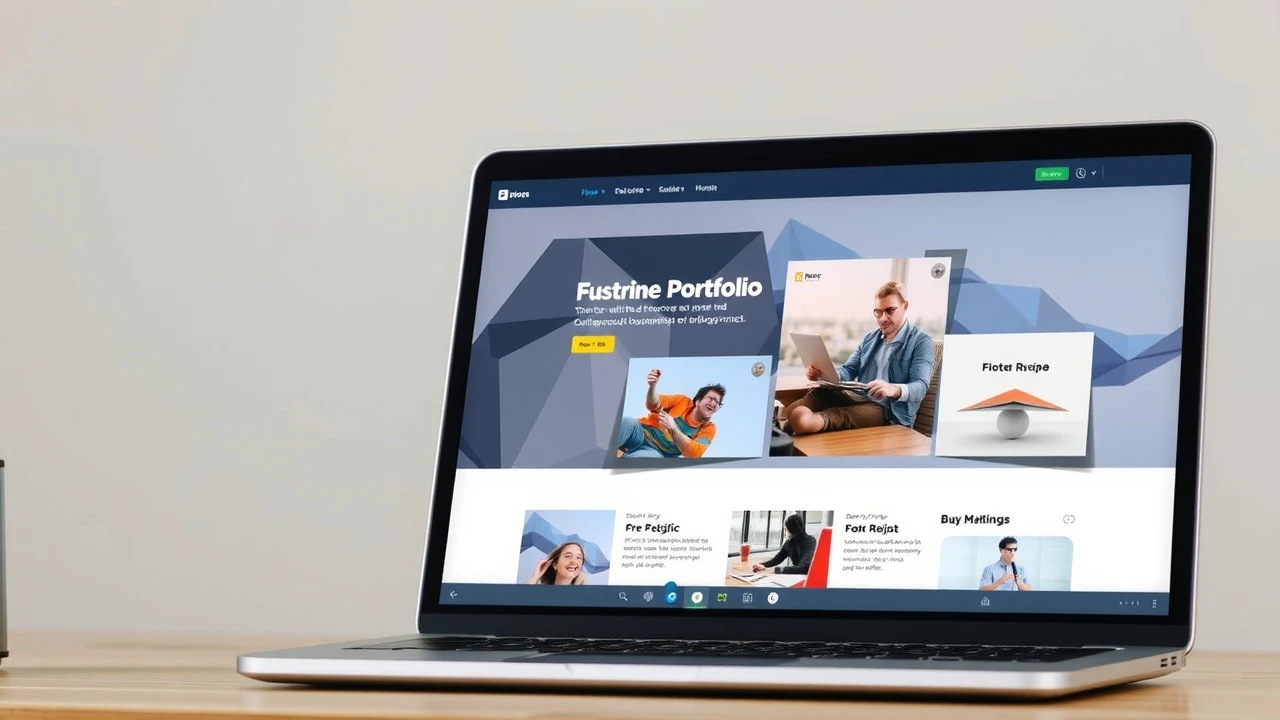 un ordinateur portable affichant un portfolio en ligne élégant