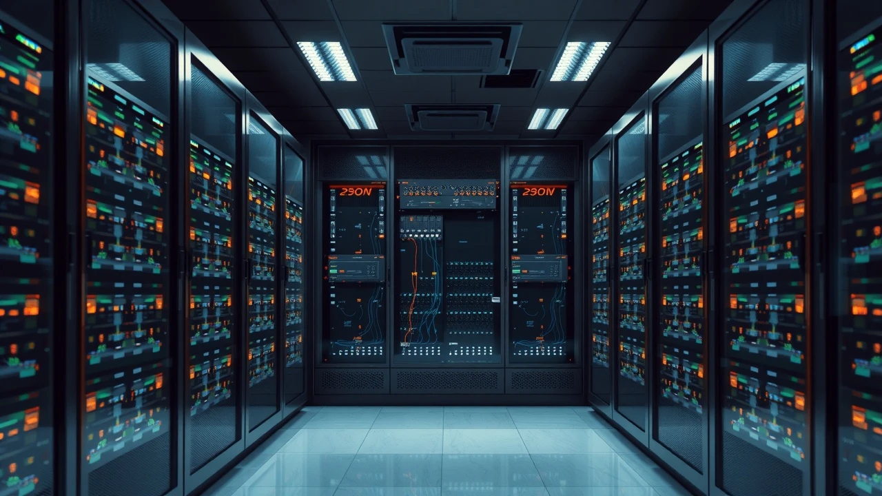 salle de serveurs avec technologie d'intelligence artificielle