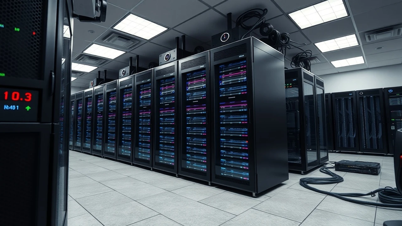 salle de serveurs avec des équipements informatiques